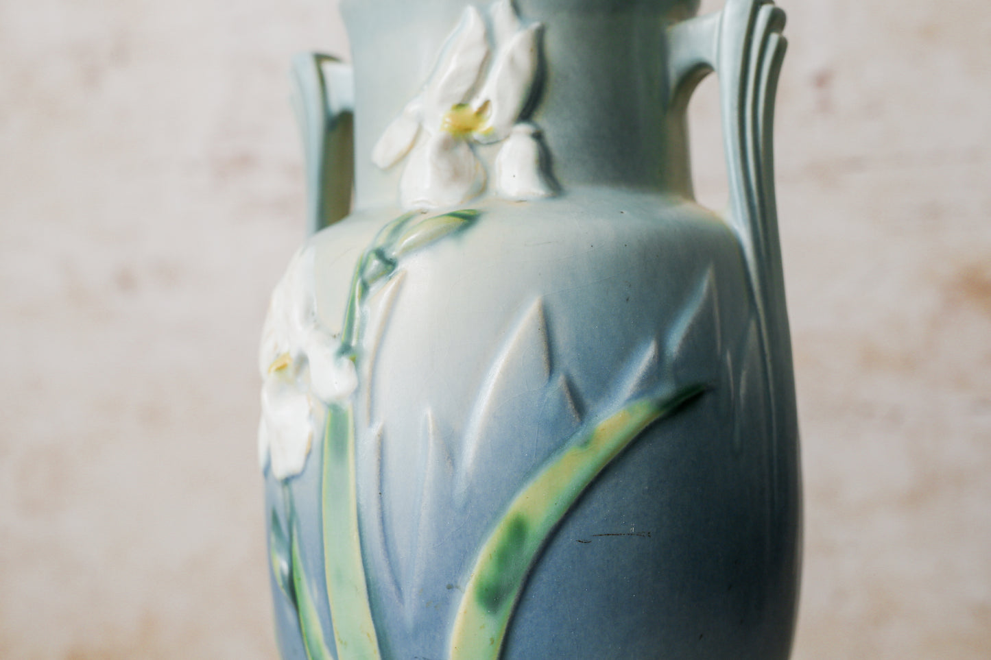 Vintage Roseville Pottery Blue Iris 12" Vase, c1939