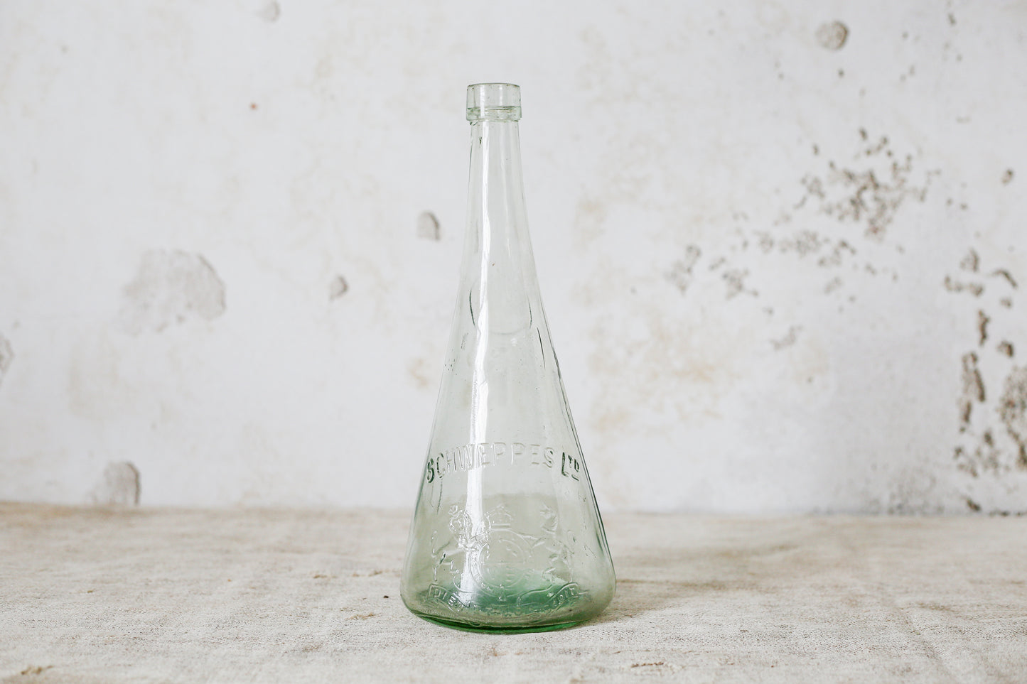 Antique Schweppes Glass Conical Seltzer Bottle