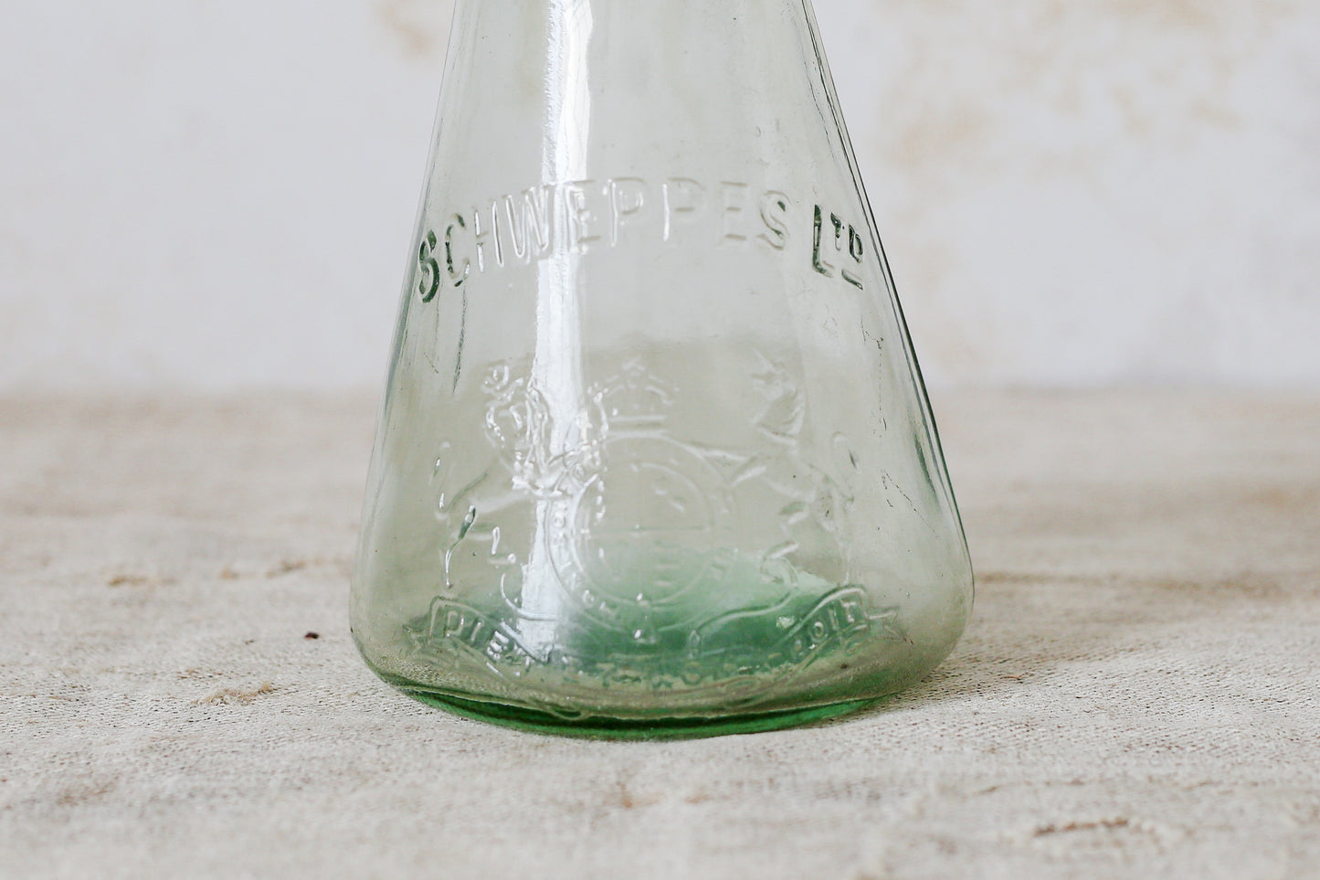 Antique Schweppes Glass Conical Seltzer Bottle