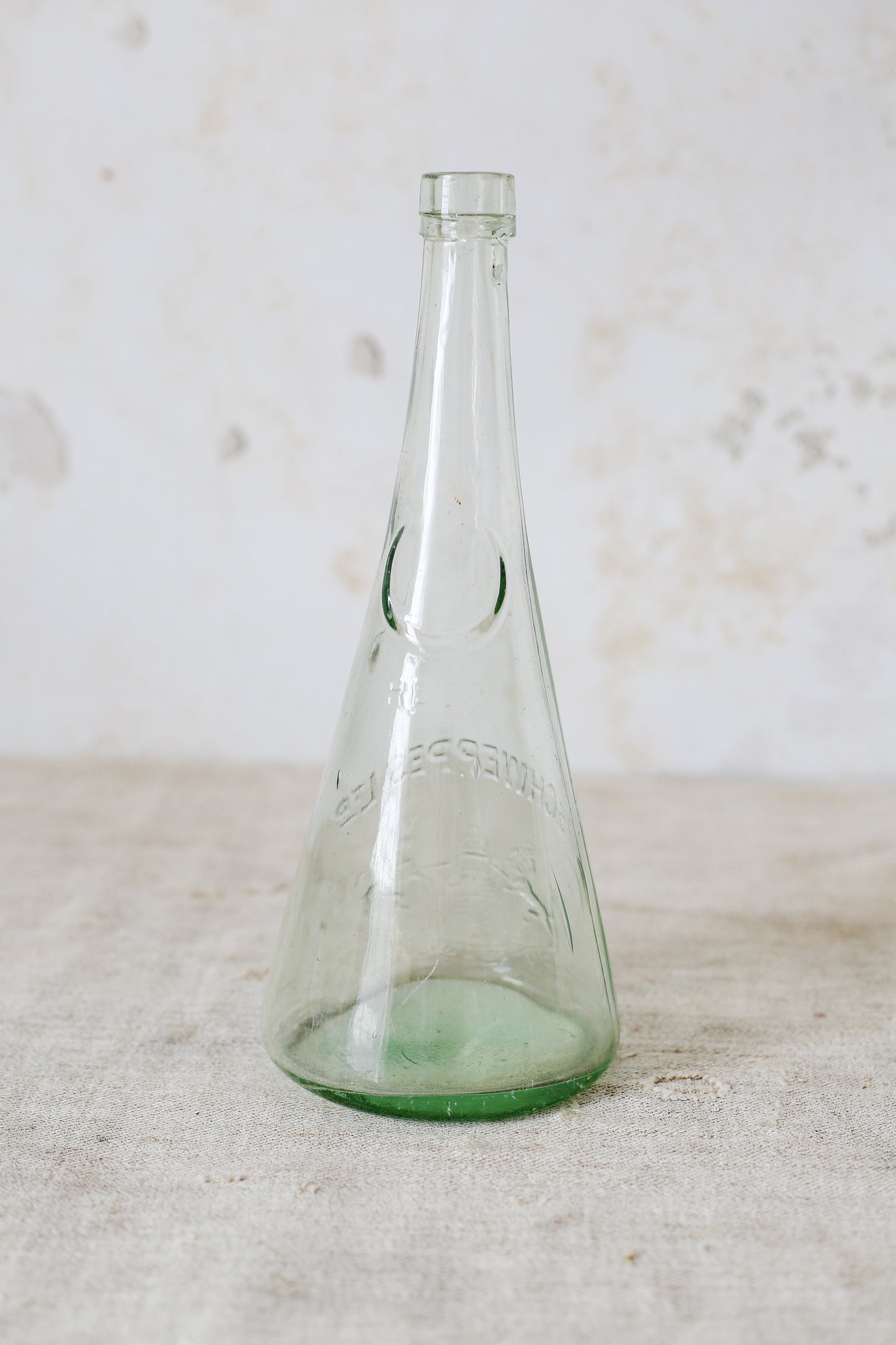 Antique Schweppes Glass Conical Seltzer Bottle