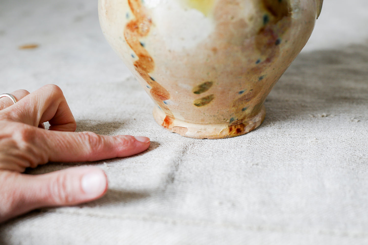 Vintage European Glazed Terracotta Pitcher