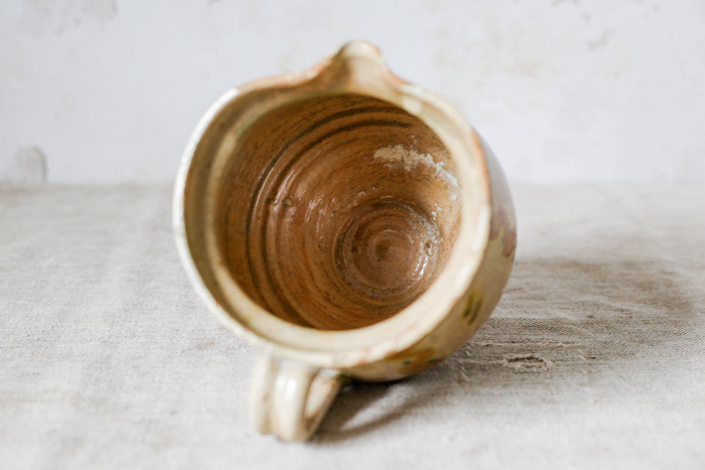 Vintage European Glazed Terracotta Pitcher