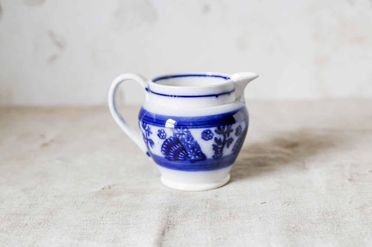 Antique Ironstone Flow Blue Cream Pitcher