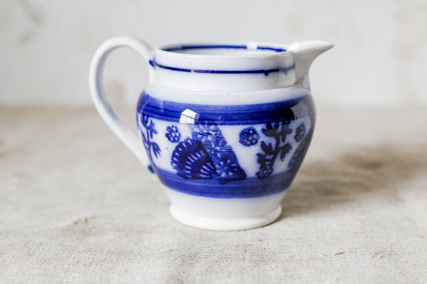 Antique Ironstone Flow Blue Cream Pitcher