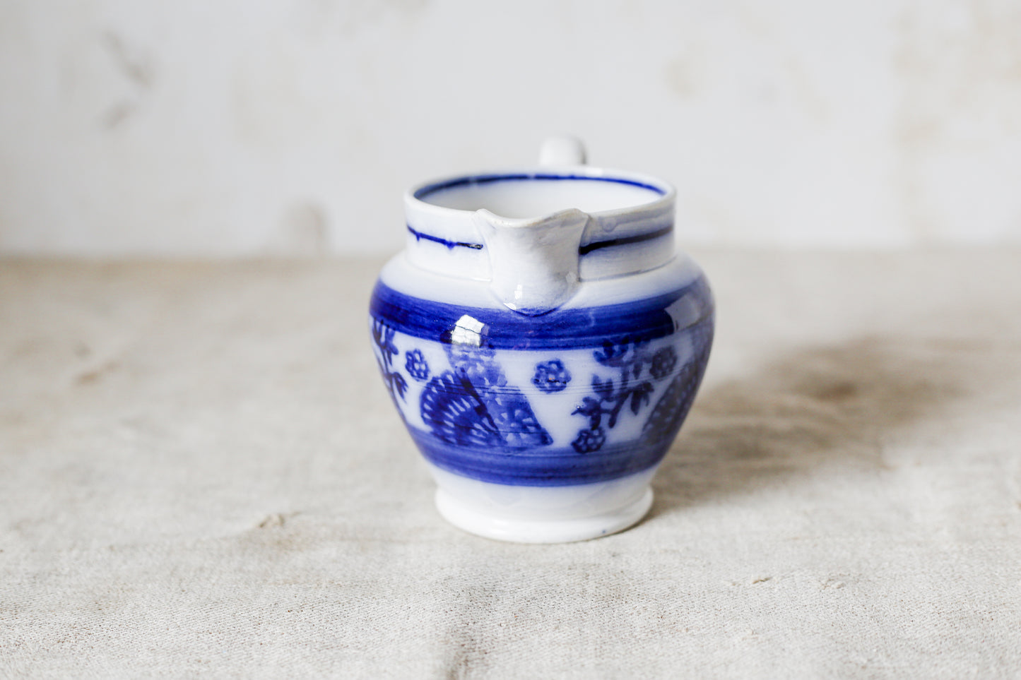 Antique Ironstone Flow Blue Cream Pitcher