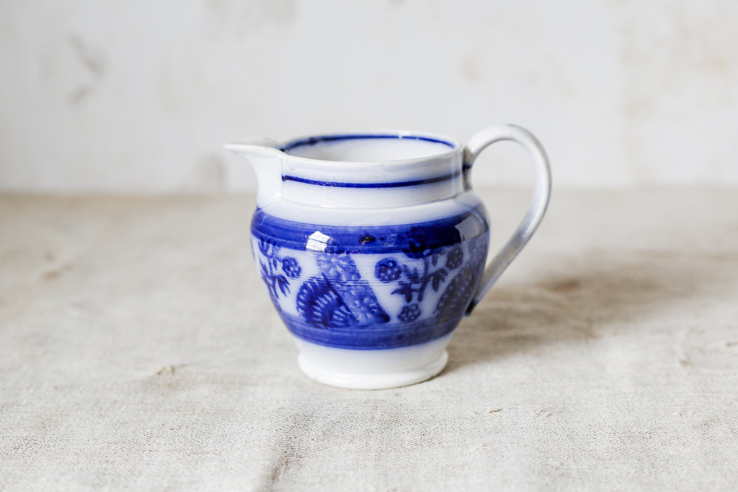 Antique Ironstone Flow Blue Cream Pitcher