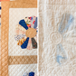 Vintage Blue and Tan Earth Tones Dresden Plate Quilt, c1930