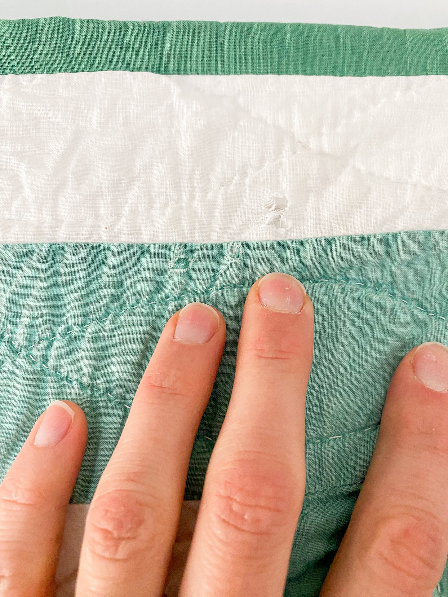 Vintage Mint Green Dove in the Window Quilt, c1930