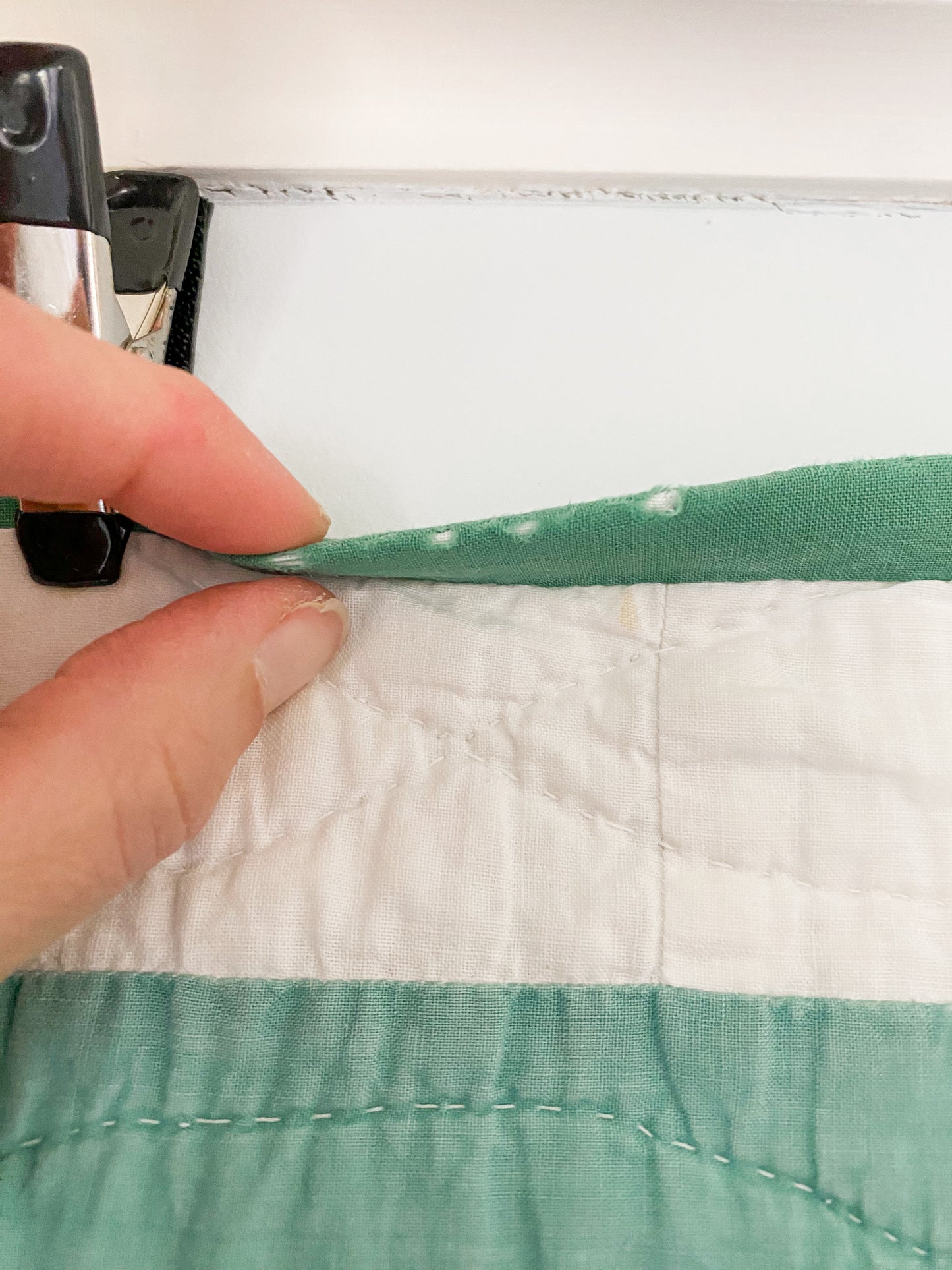 Vintage Mint Green Dove in the Window Quilt, c1930
