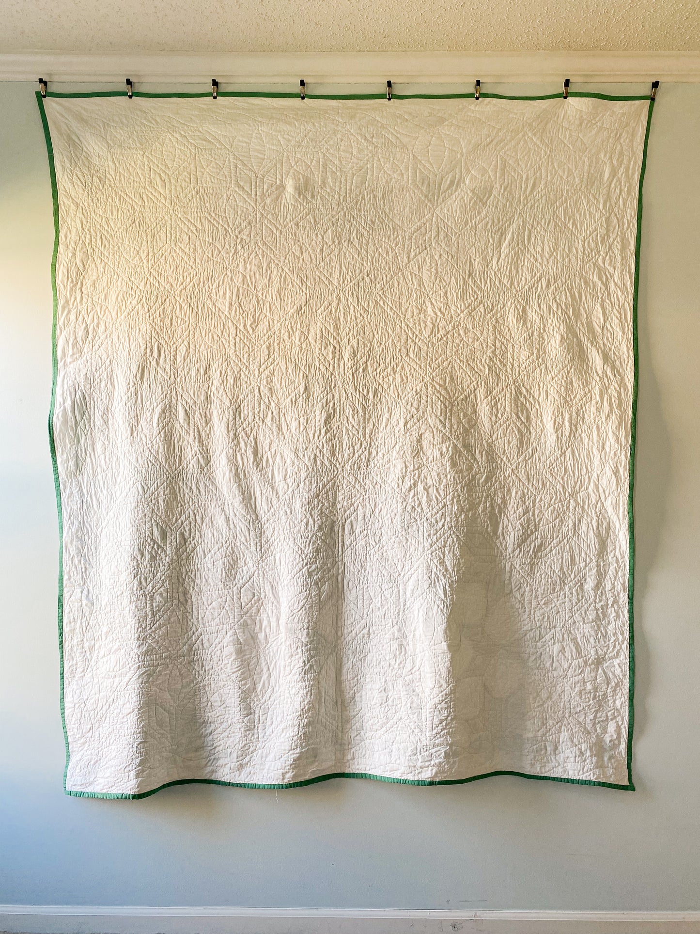 Vintage Mint Green Dove in the Window Quilt, c1930