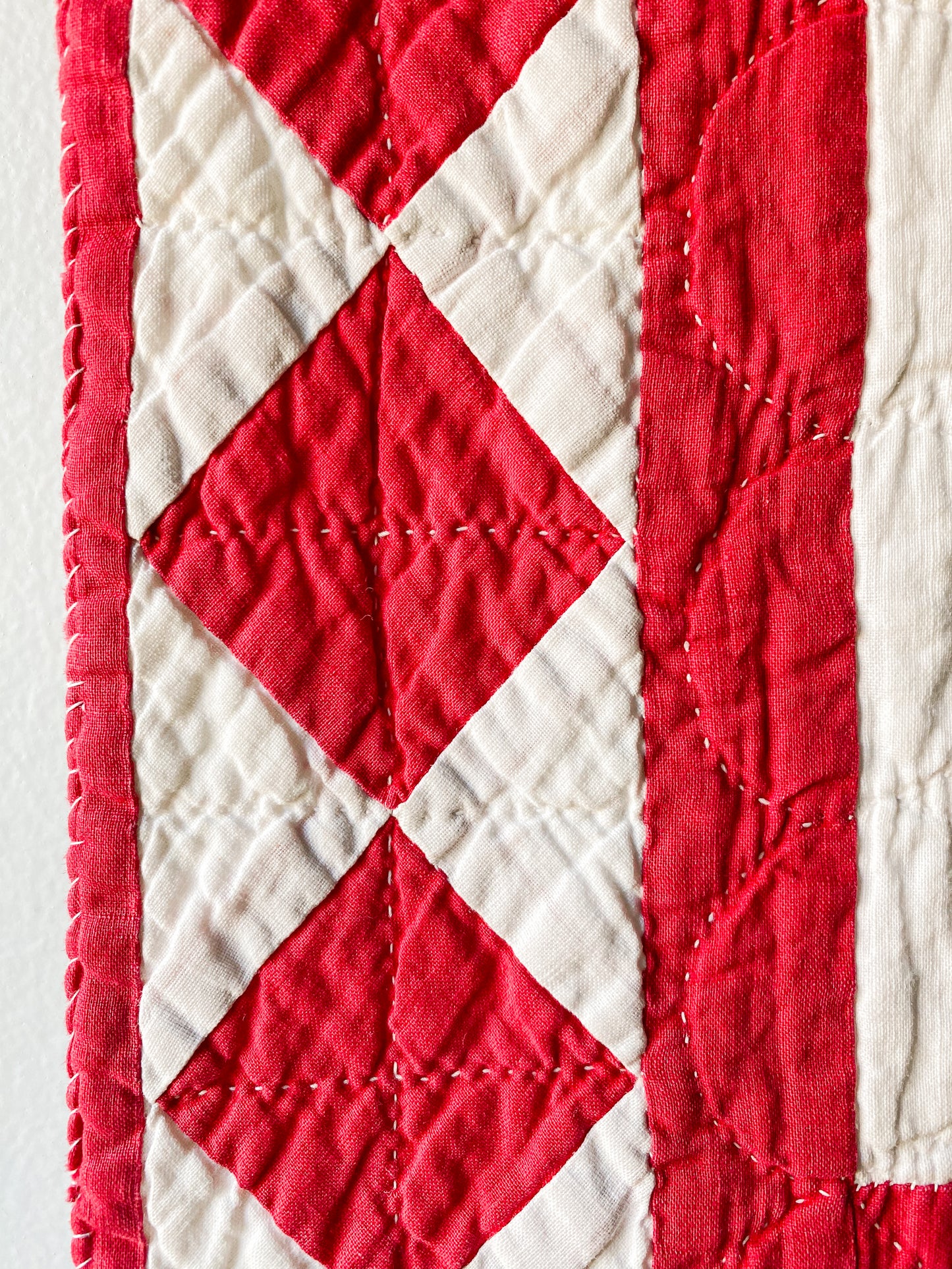 Vintage Red and White Irish Chain Quilt, c1930