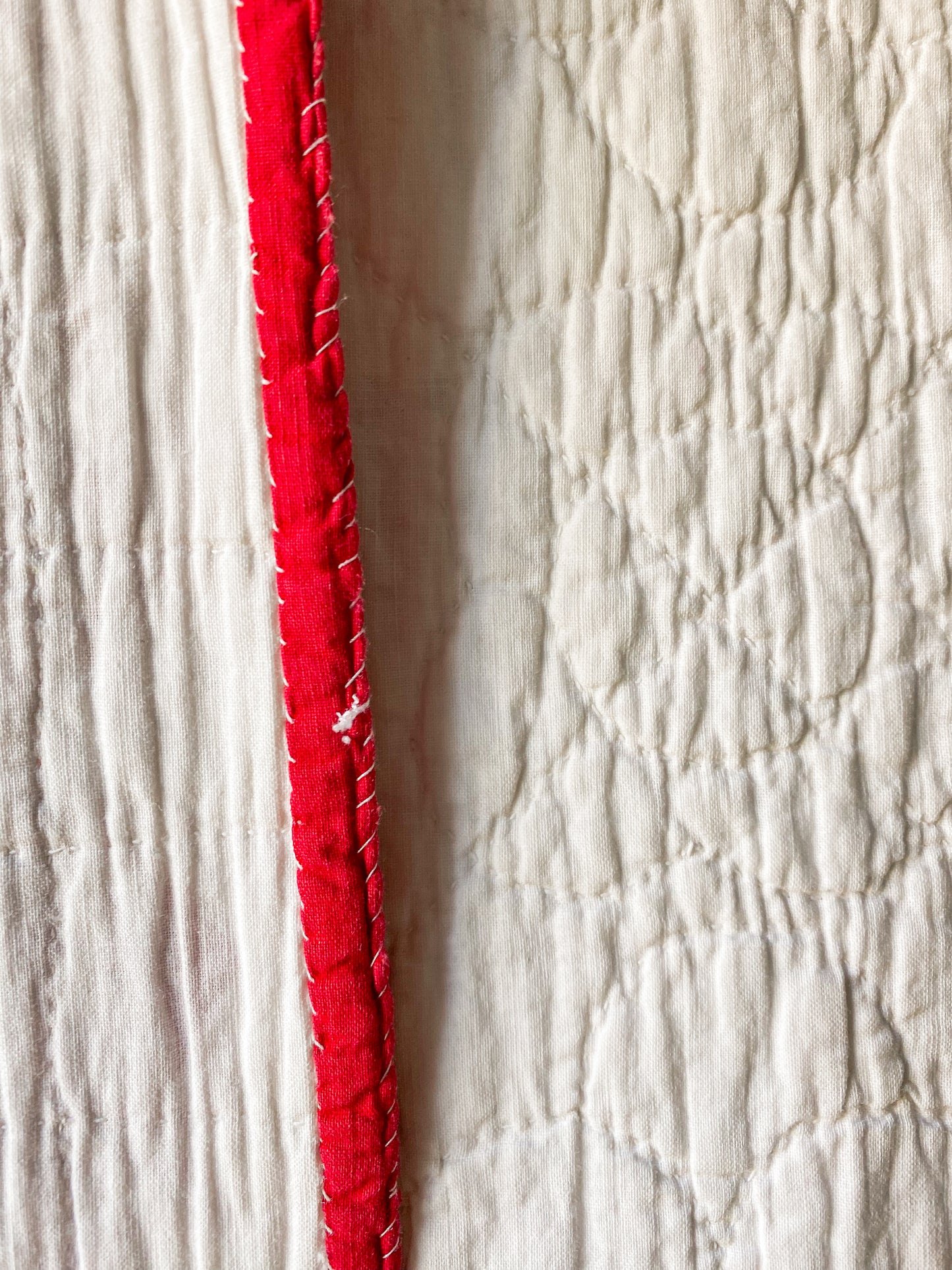 Vintage Red and White Irish Chain Quilt, c1930