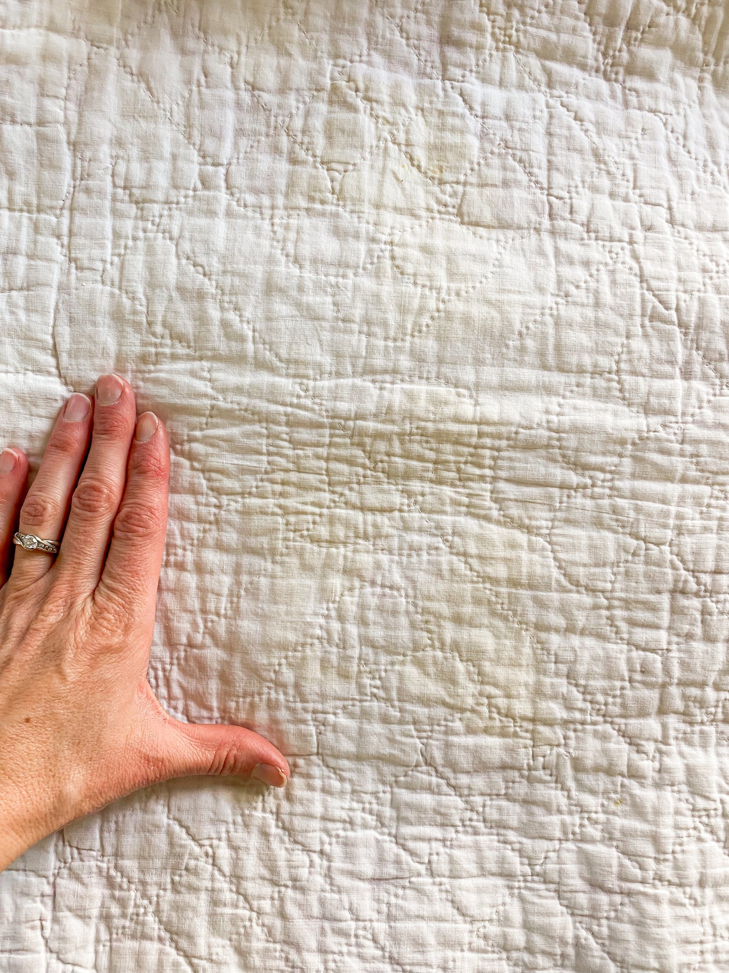 Vintage Red and White Irish Chain Quilt, c1930
