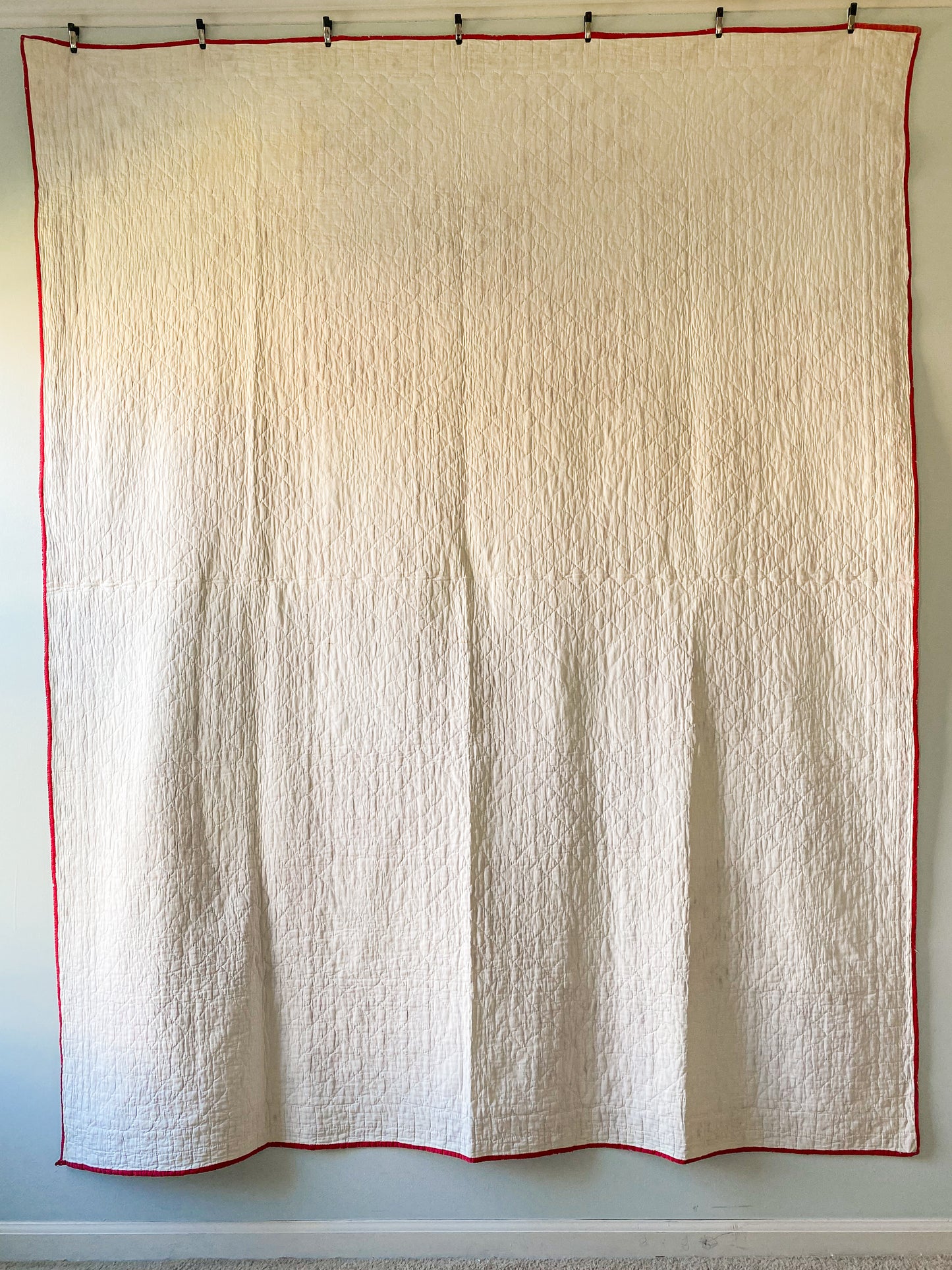 Vintage Red and White Irish Chain Quilt, c1930