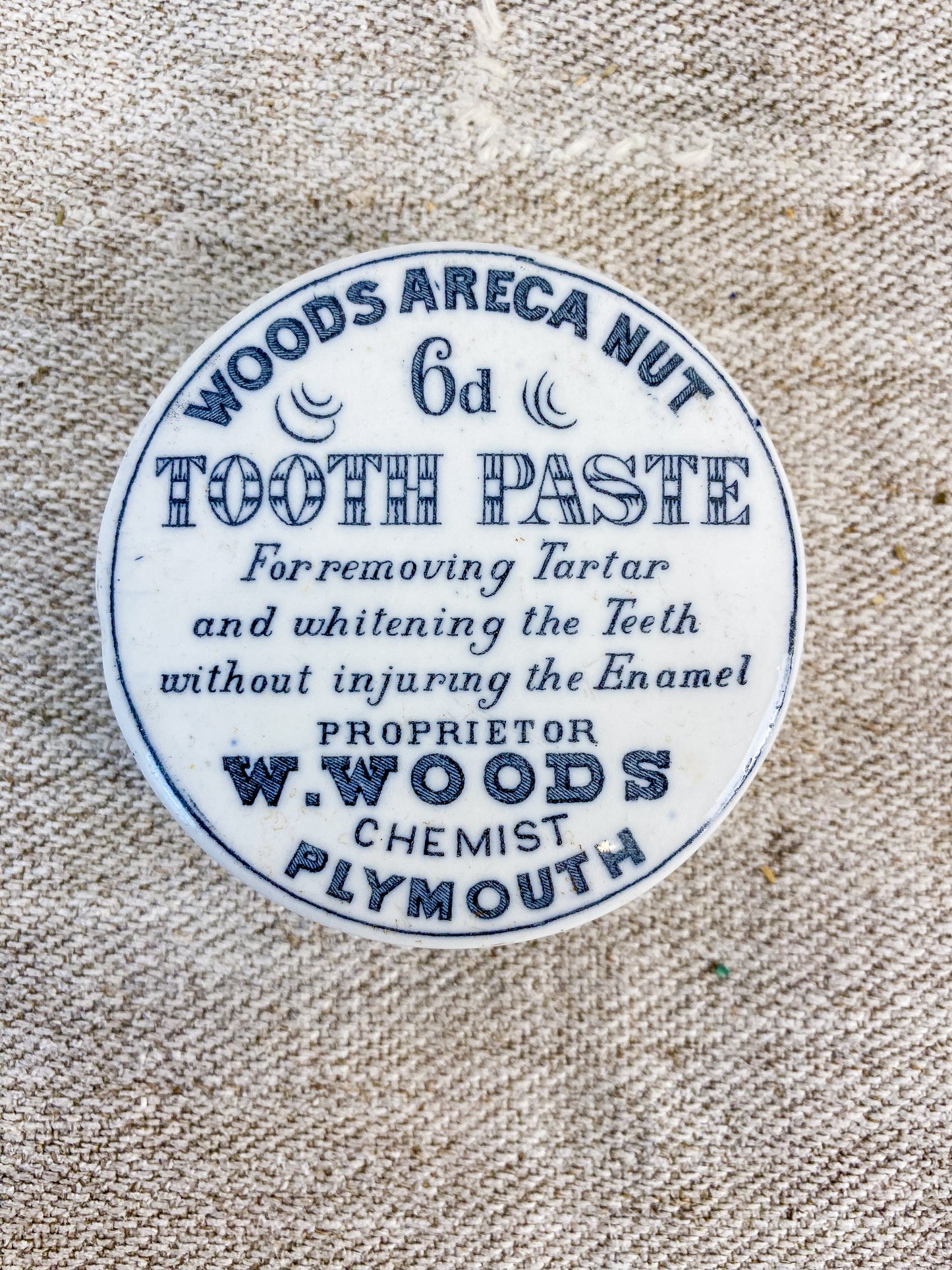 Antique Woods Areca Nut Toothpaste Stoneware Pot