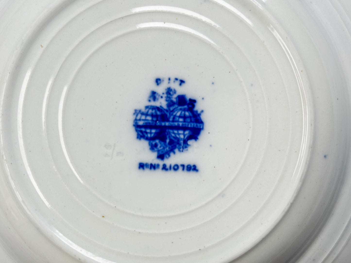 Antique Gilt Flow Blue 9” Soup Bowl - Delft by Brownfields Pottery, c1895