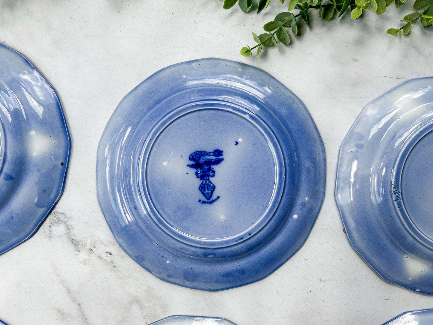 Antique Flow Blue 7.5” Plates - Cabul by Challinor, c1880