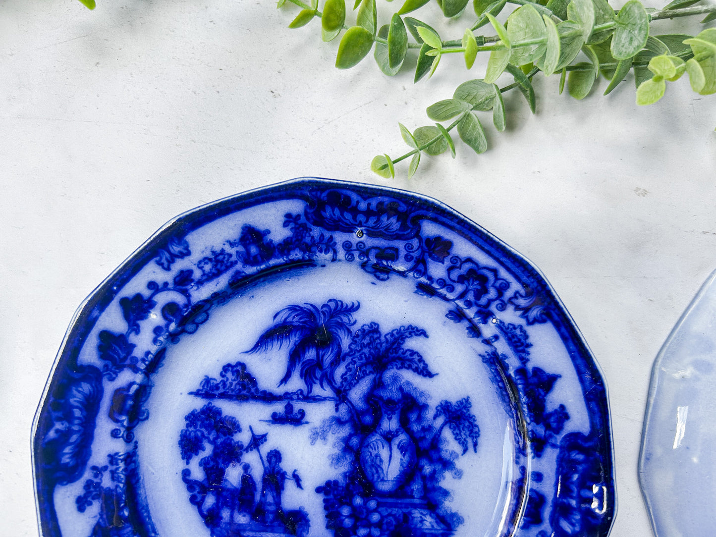 Antique Flow Blue 7.5” Plates - Cabul by Challinor, c1880
