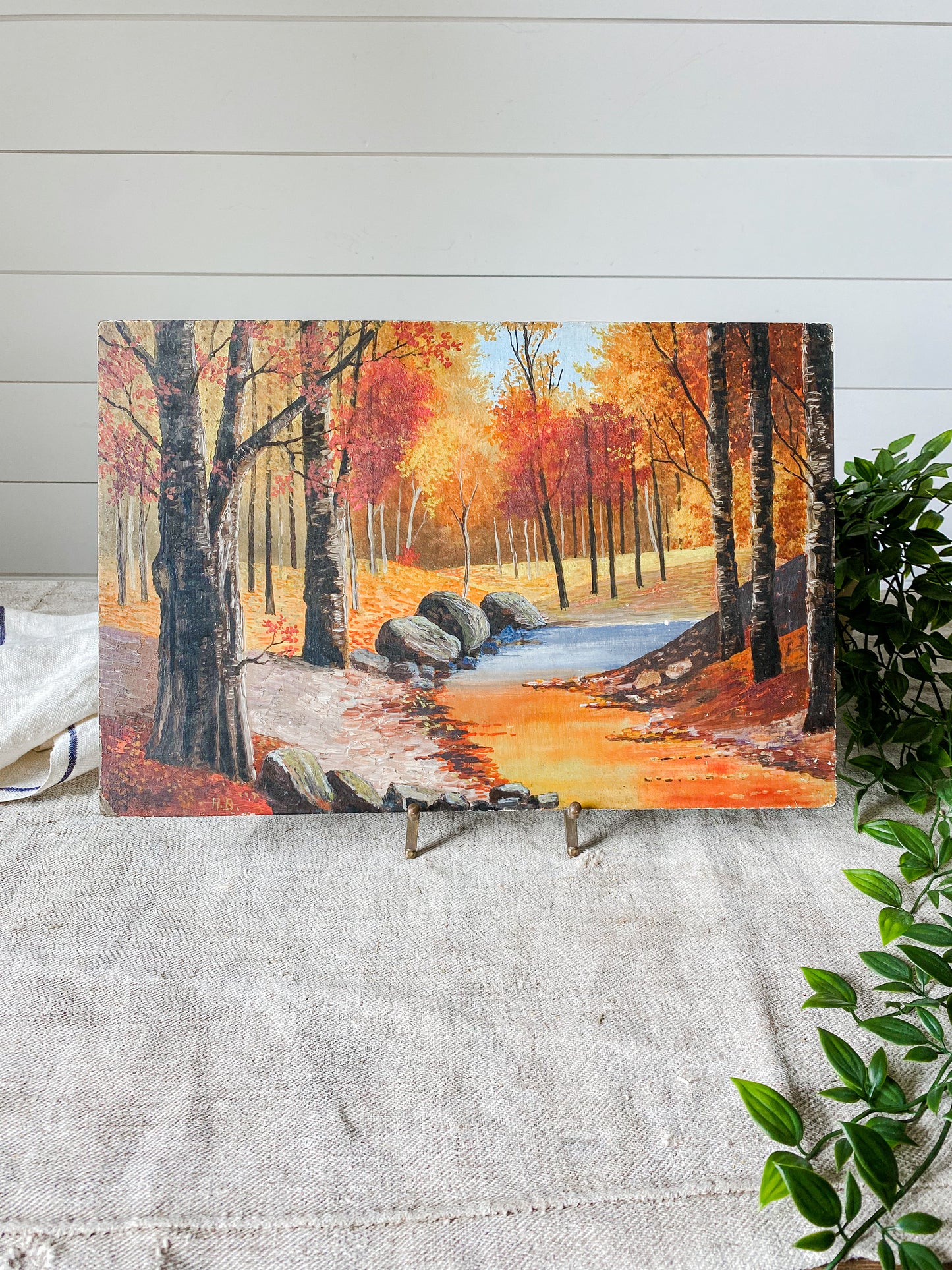 Antique Original Landscape Oil Painting on Board | The Glories of Fall | Plattin Creek Valley, Missouri