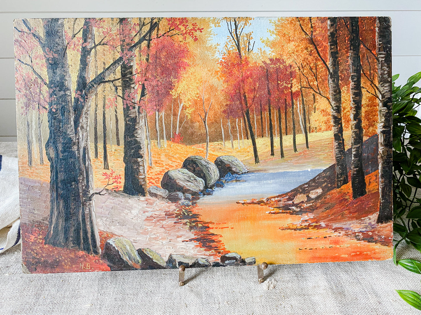 Antique Original Landscape Oil Painting on Board | The Glories of Fall | Plattin Creek Valley, Missouri