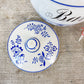 Antique German Blue Onion Ceramic Barley Canister, c1900
