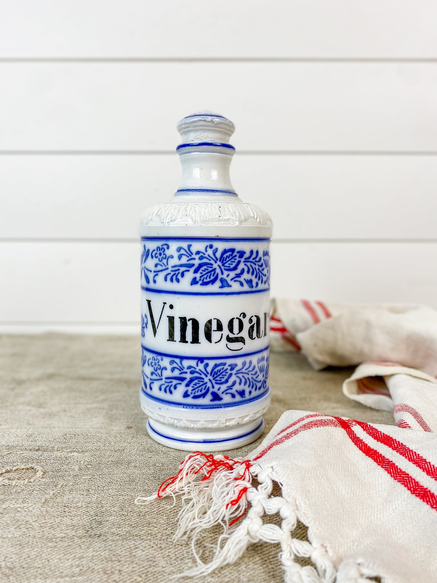 Antique Blue Onion Meissen-Style Vinegar Cruet Bottle with Stopper