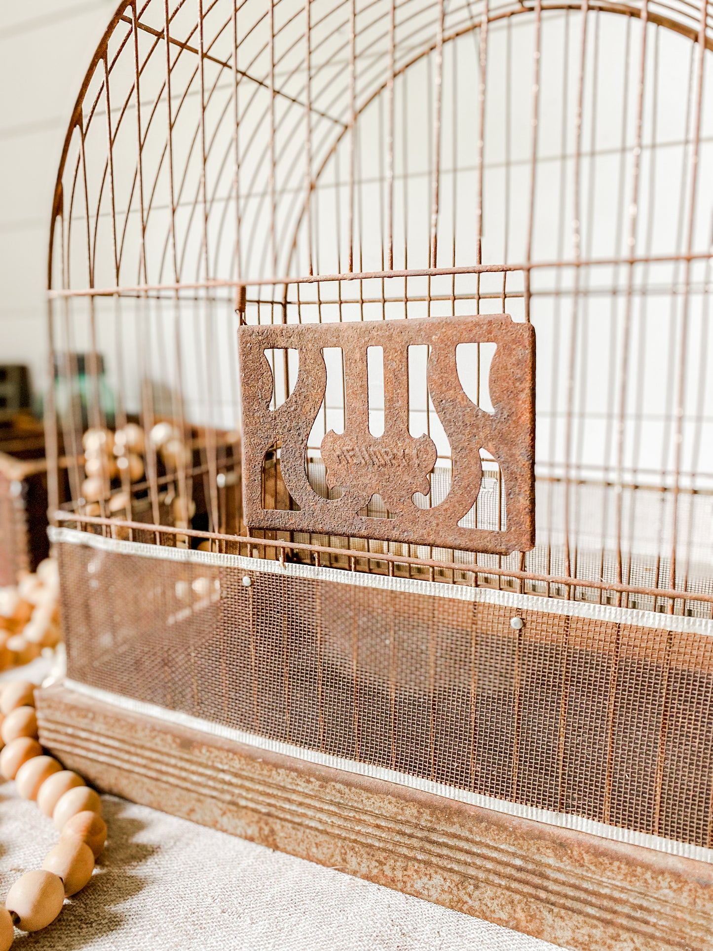 Vintage Rustic Hendryx Metal Bird Cage with Removable Bottom