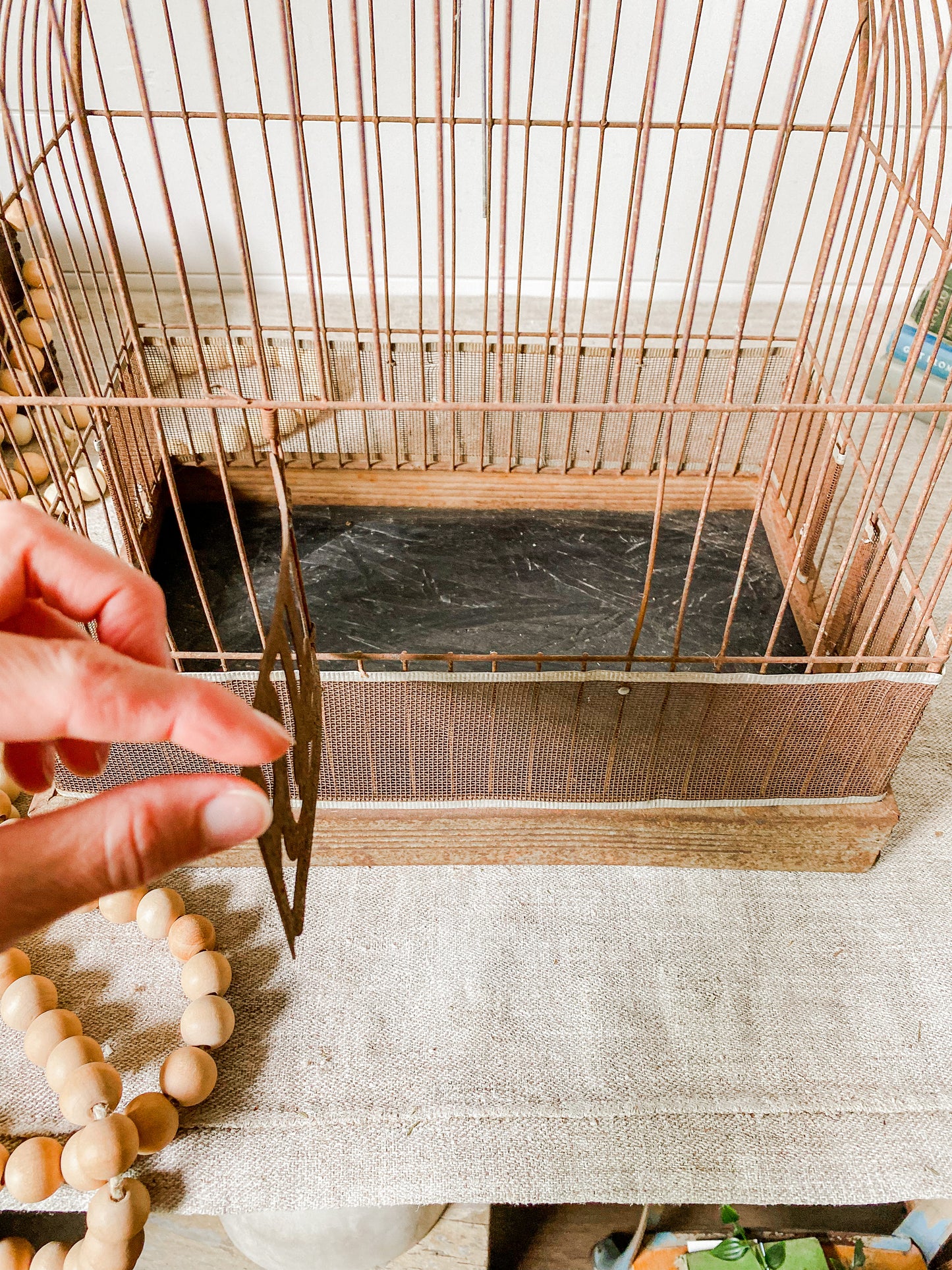 Vintage Rustic Hendryx Metal Bird Cage with Removable Bottom