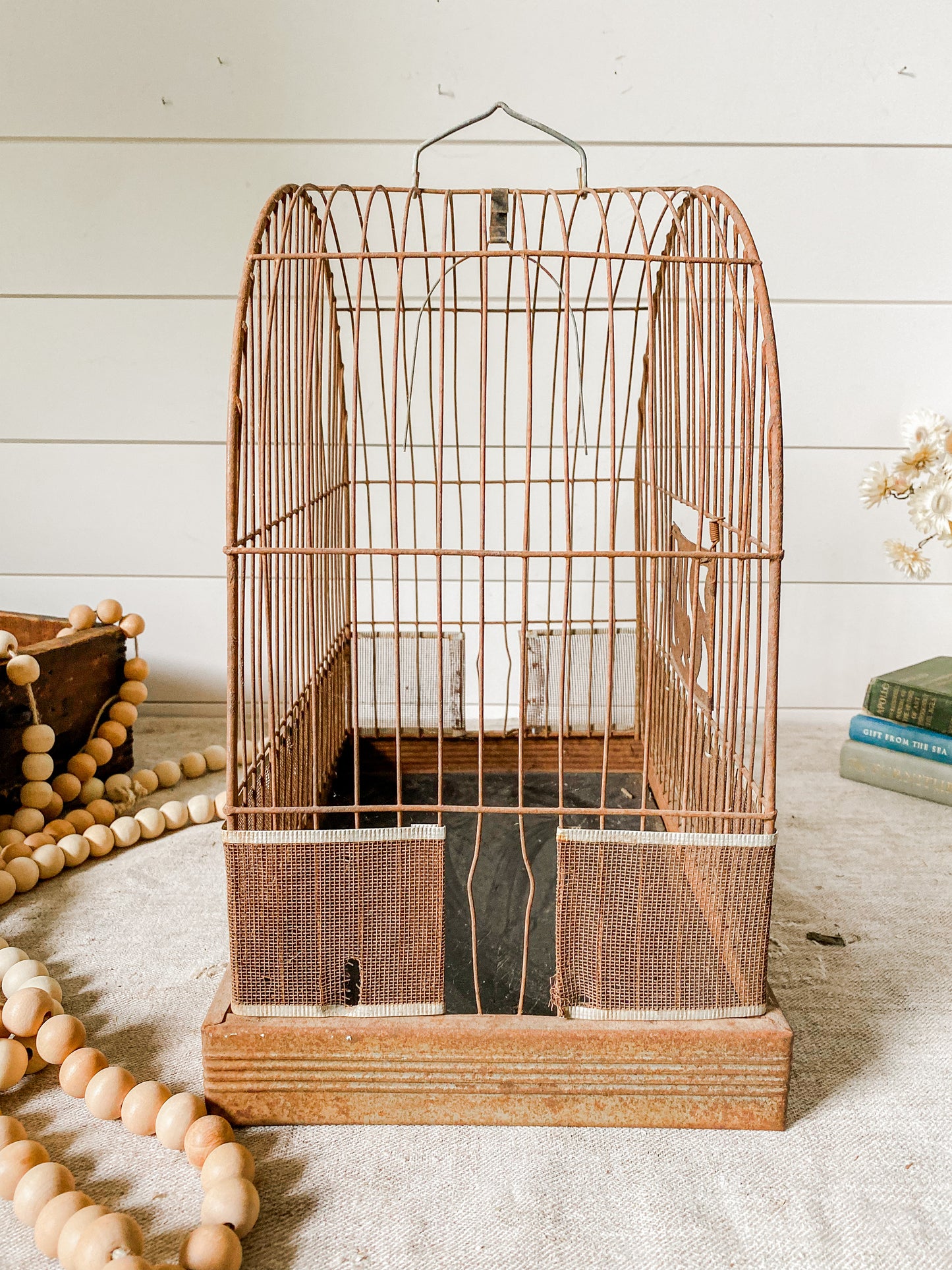 Vintage Rustic Hendryx Metal Bird Cage with Removable Bottom