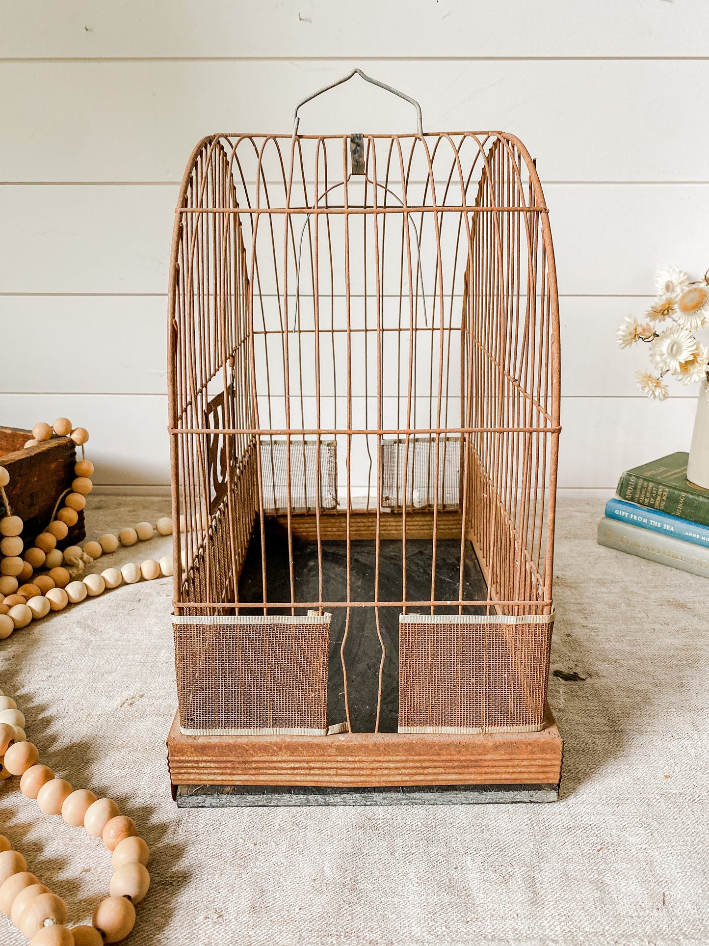 Vintage Rustic Hendryx Metal Bird Cage with Removable Bottom