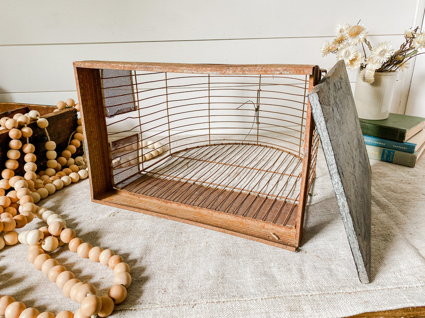 Vintage Rustic Hendryx Metal Bird Cage with Removable Bottom