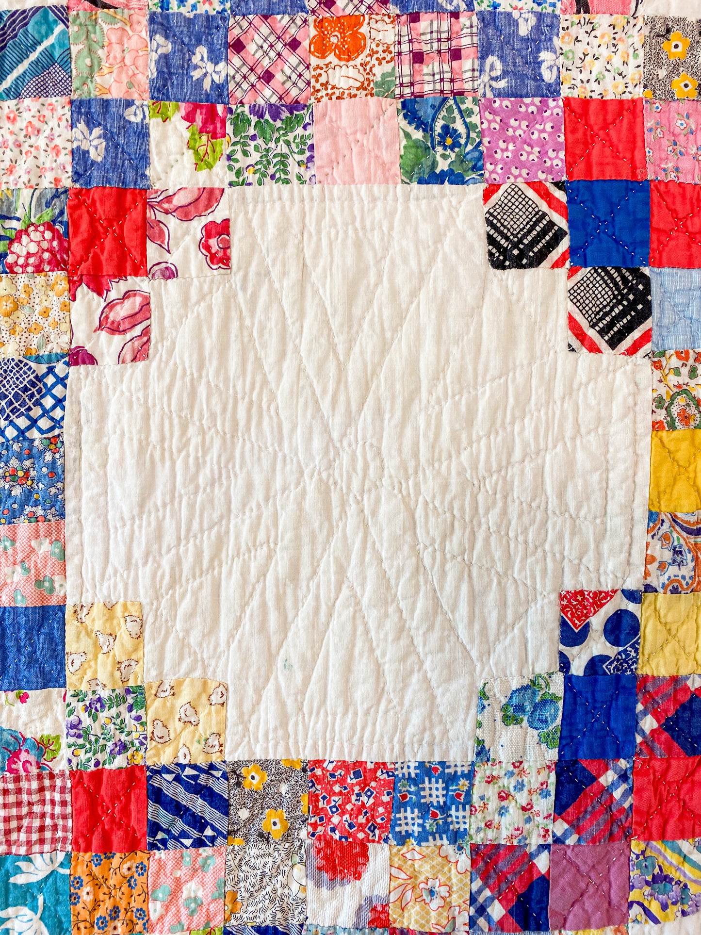 Vintage Scrappy Triple Irish Chain Quilt, c1930