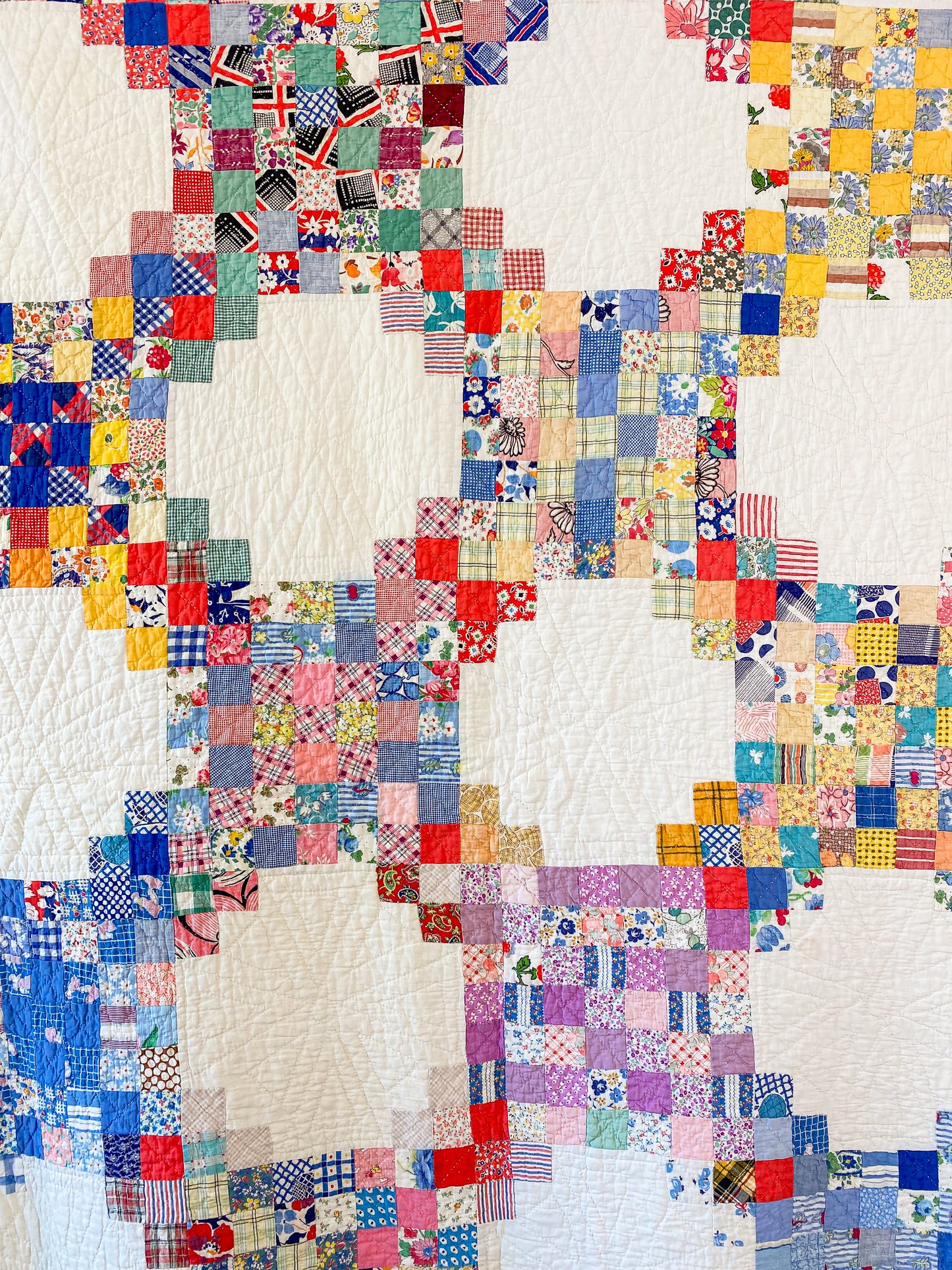 Vintage Scrappy Triple Irish Chain Quilt, c1930