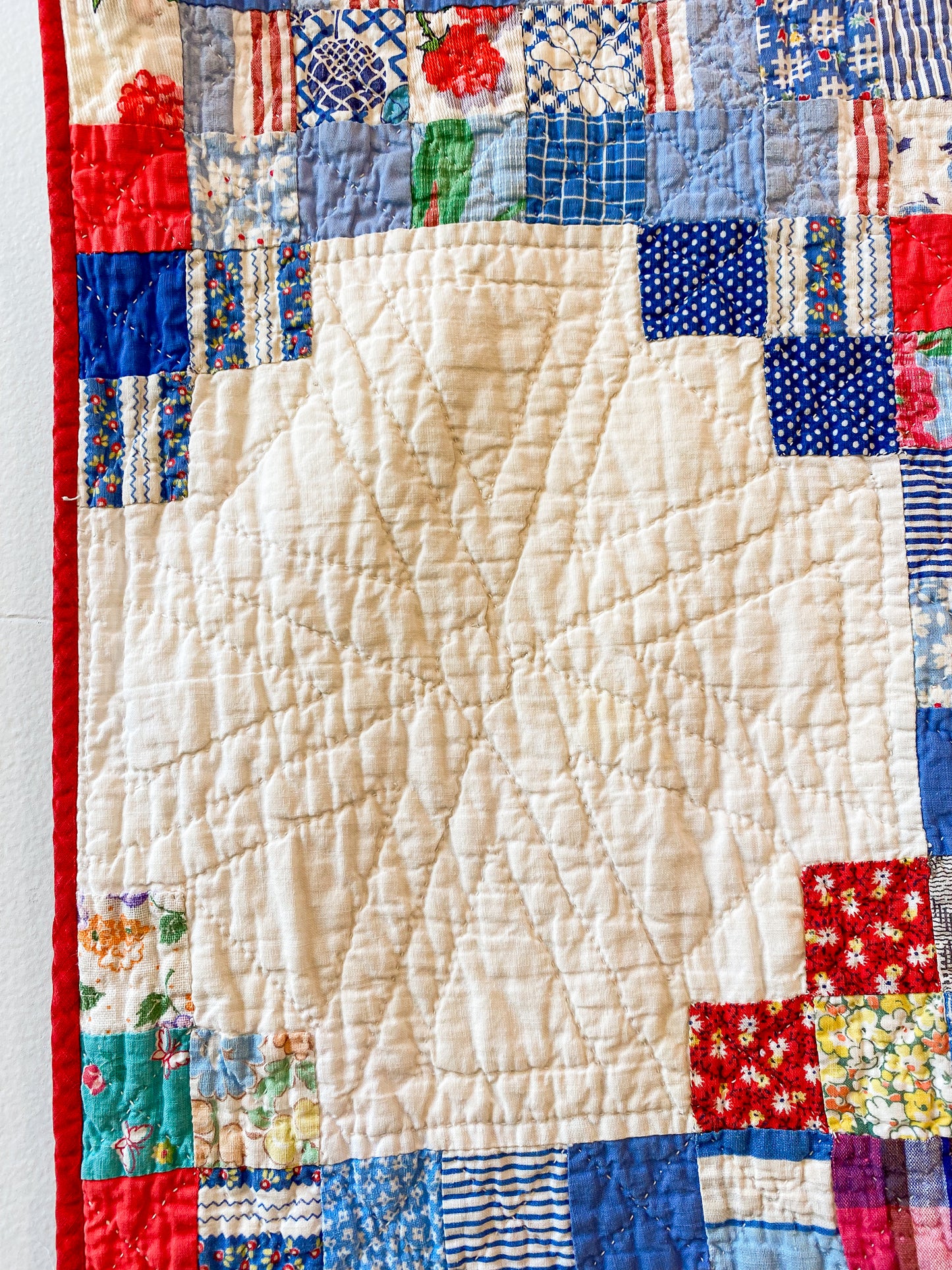 Vintage Scrappy Triple Irish Chain Quilt, c1930