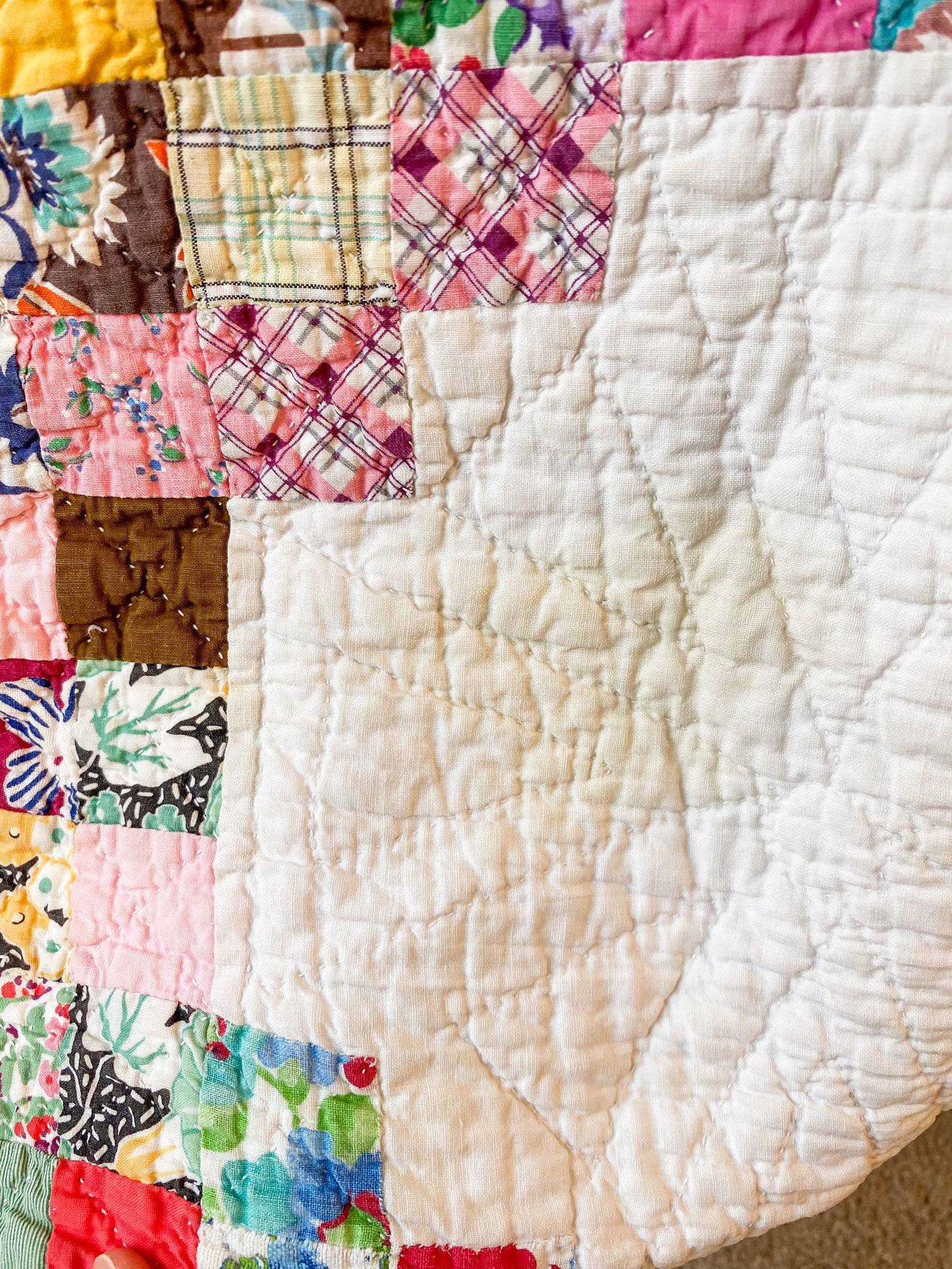 Vintage Scrappy Triple Irish Chain Quilt, c1930