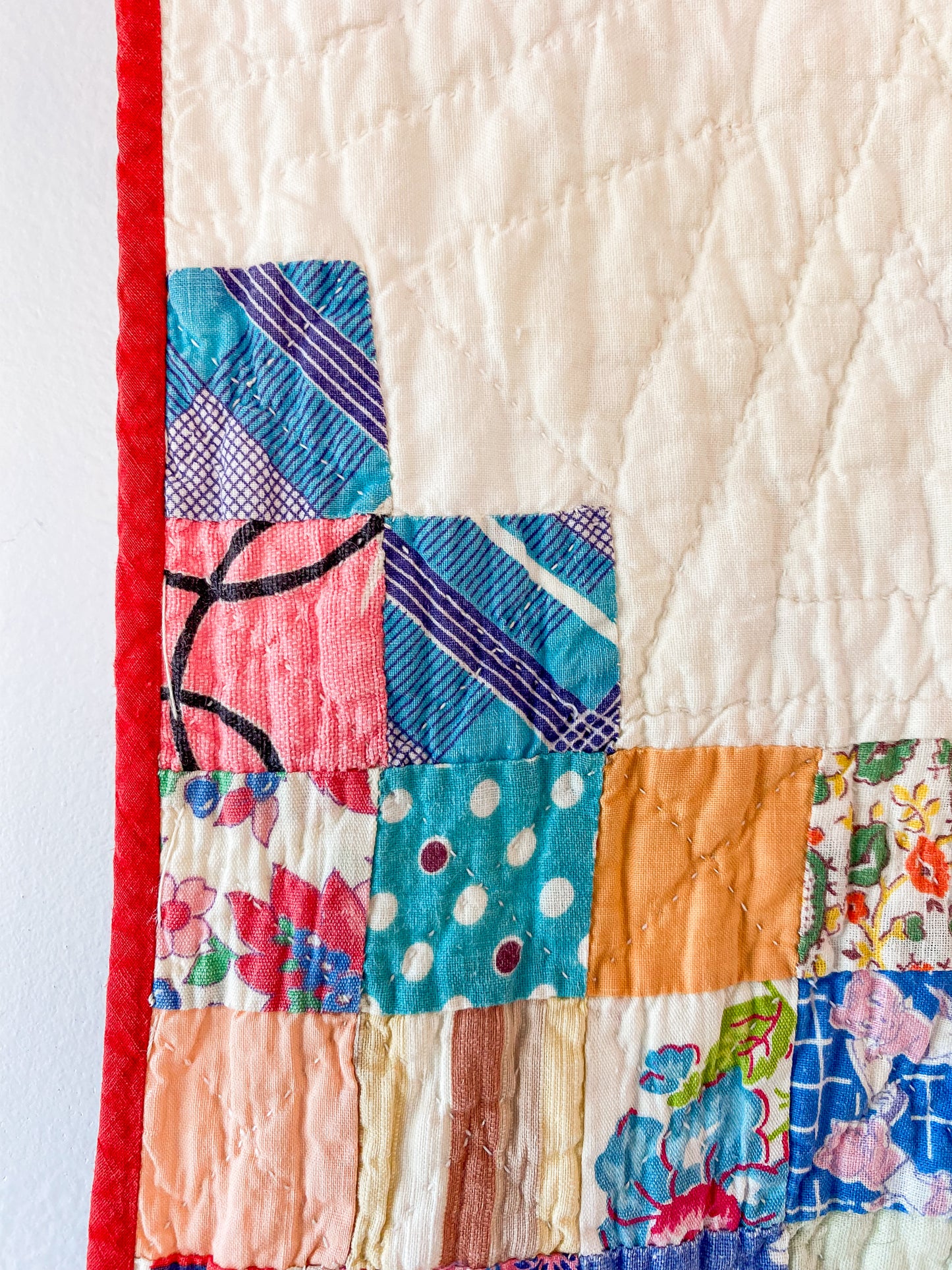 Vintage Scrappy Triple Irish Chain Quilt, c1930