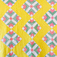 Vintage Yellow Green and Pink Tulip Quilt, c1930