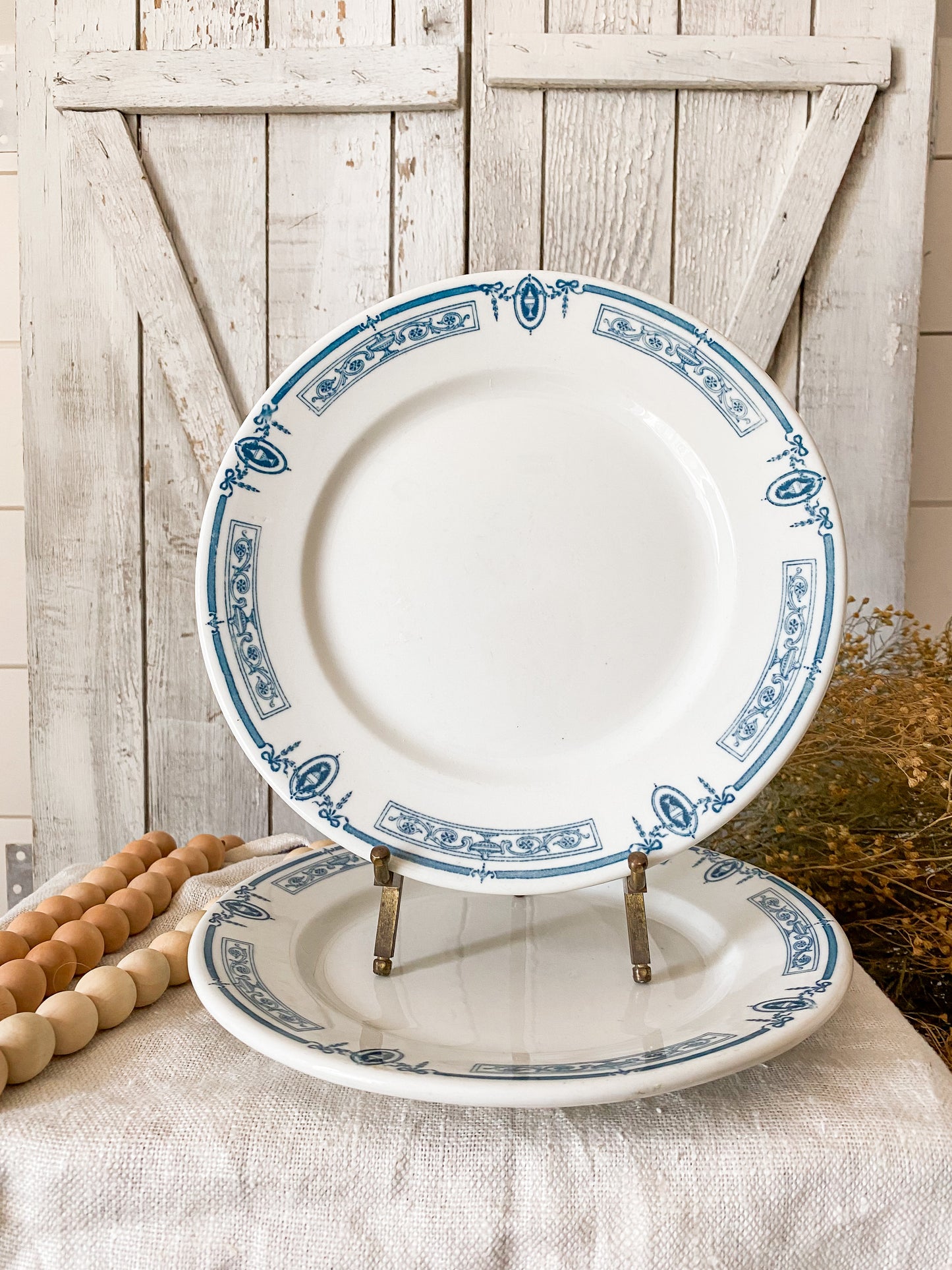 Vintage Set of 2 Scammell's Trenton China 9" Dinner Plates, c1930 Restaurant Ware
