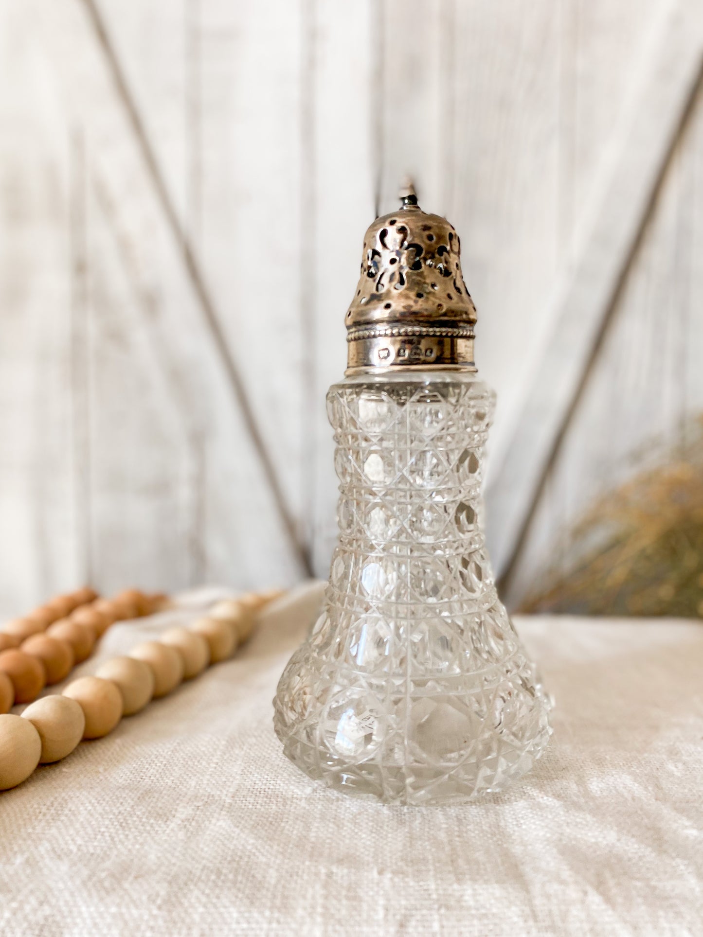 Antique English Cut Glass and Silverplate Sugar Caster Muffineer by William J. Myatt & Co, c1900
