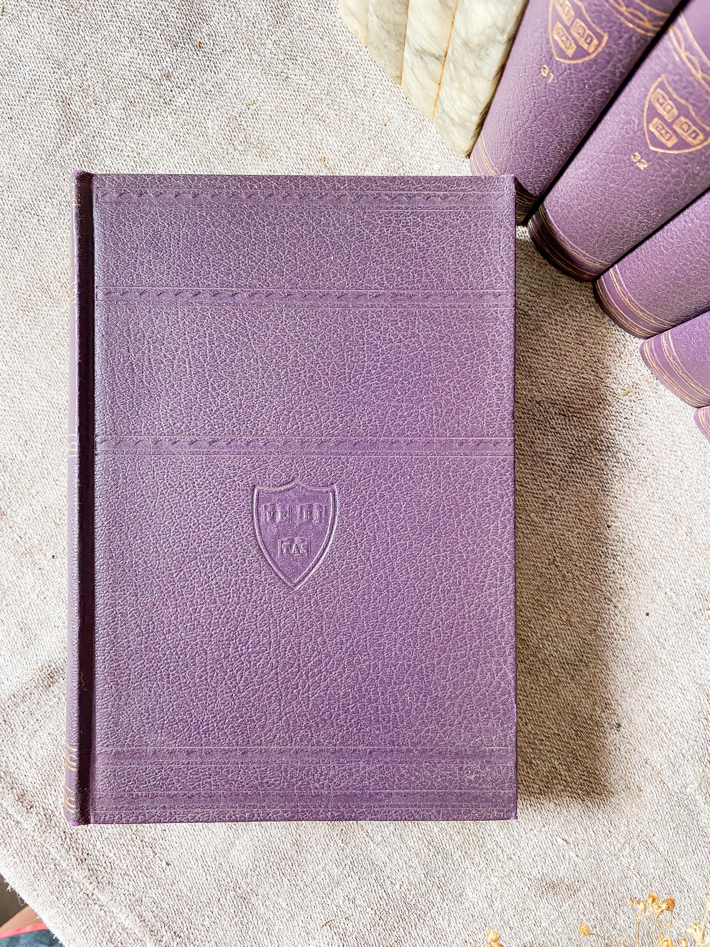 Vintage Set of 8 Purple Harvard Classics Five-Foot Shelf of Books, 1959