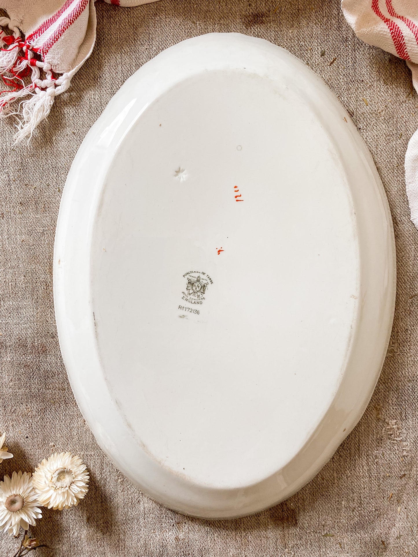 Antique Crazed Ironstone Platter with Poppies | John Edwards, England, c1880