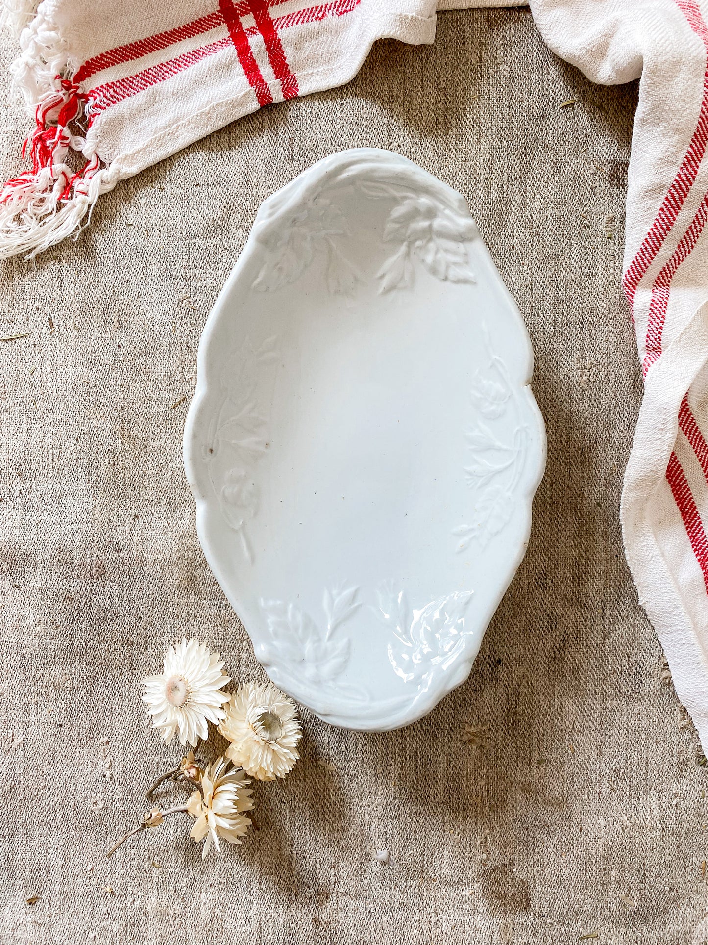 Antique Ironstone Relish Dish | Fuschia Pattern by J & G Meakin, c1870