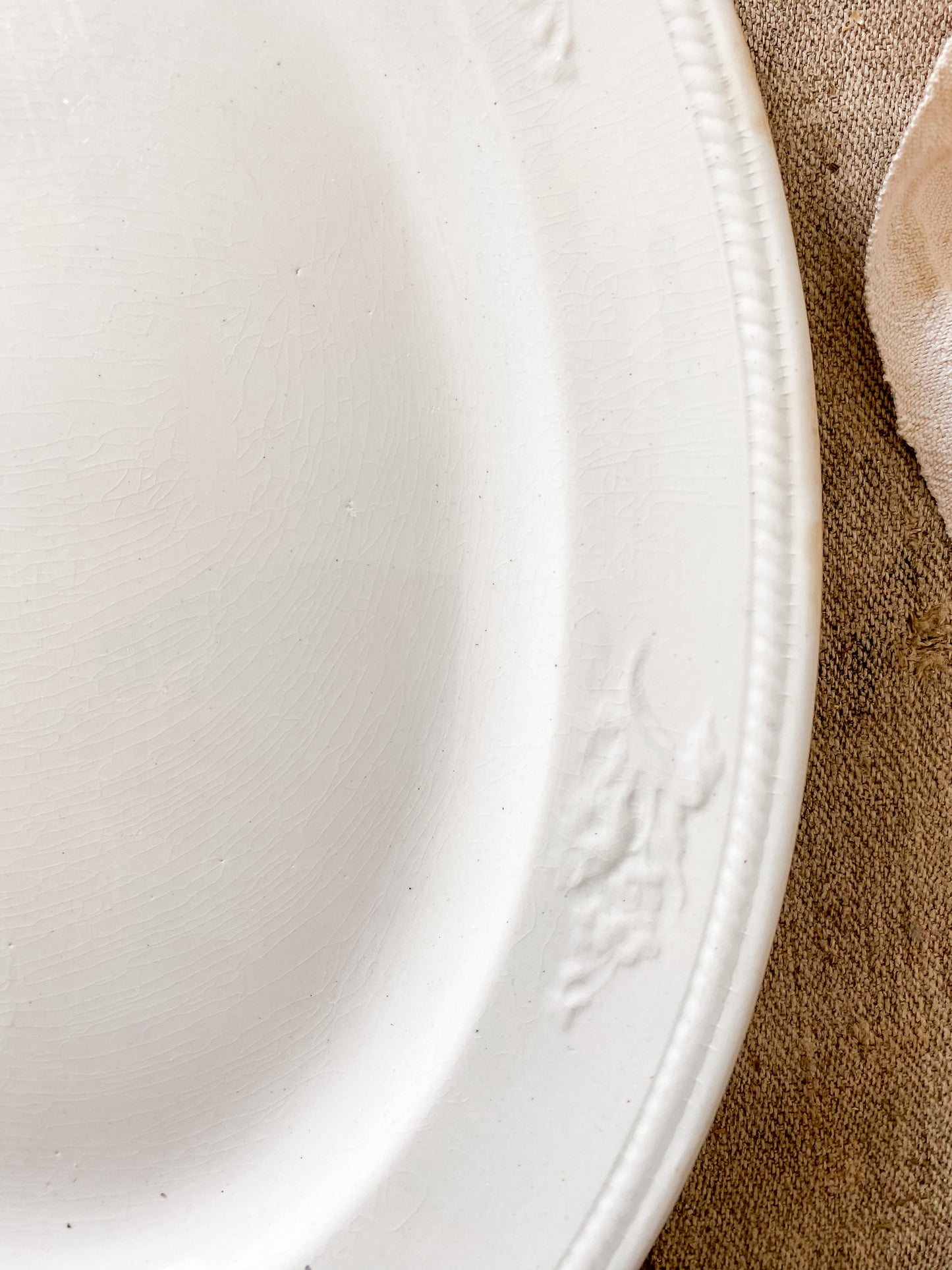 Antique White Ironstone Platter | Oriental Shape by W. & E. Corn, Burslem, England, c1880