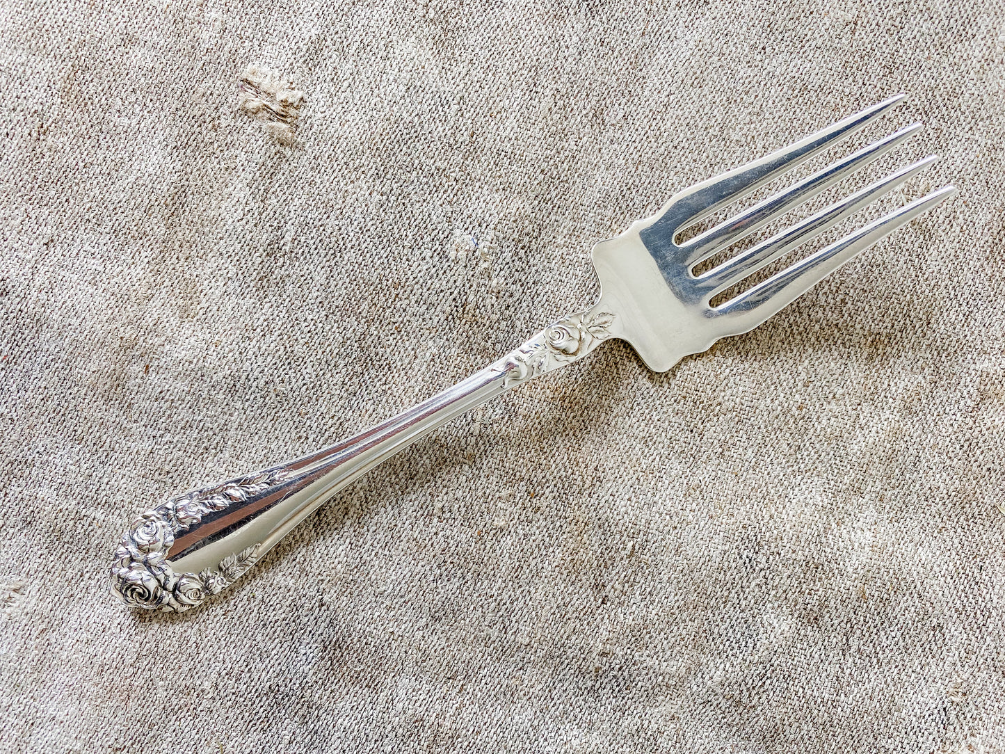 Vintage Sterling Silver Cold Meat Fork | Normandy Rose by Northumbria
