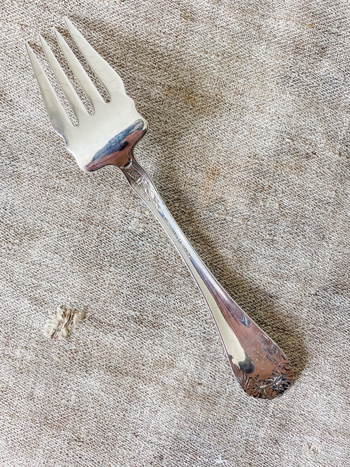 Vintage Sterling Silver Cold Meat Fork | Normandy Rose by Northumbria