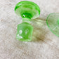 Vintage Green Uranium Glass Cruet | Etched Oil & Vinegar Bottle
