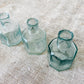 Set of 3 Antique Aqua Glass English Inkwells