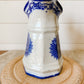 Antique Early Flow Blue Ironstone Water Pitcher with Unusual Design