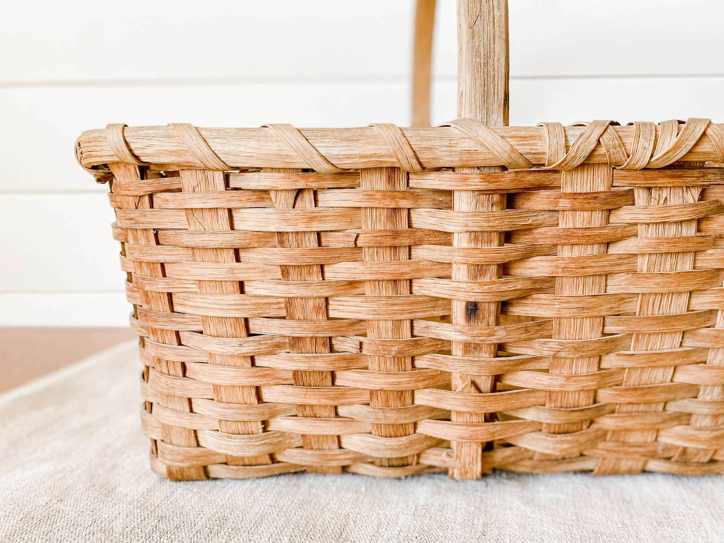 Antique Primitive Gathering Basket | Split Oak Bent Wood Frame Market Basket | Shaker Style