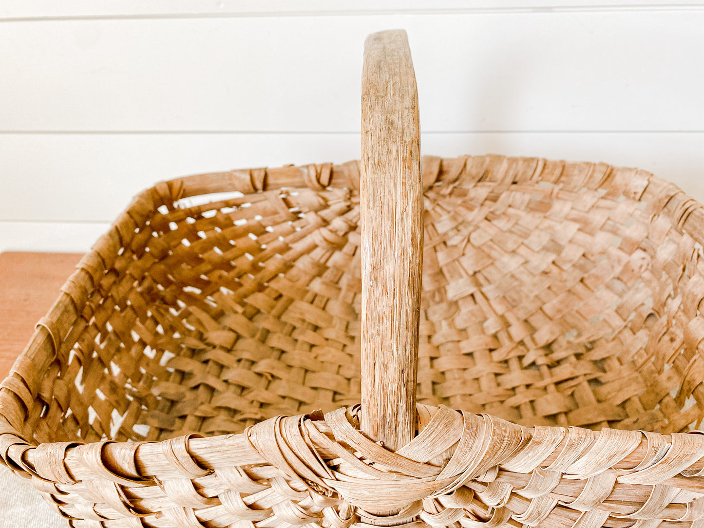Antique Primitive Foraging Basket | Split Wood Frame Shaker Style Basket